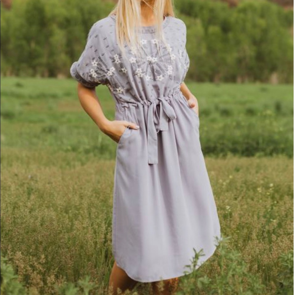Piper and Scoot Palina Embroidered Tie Dress